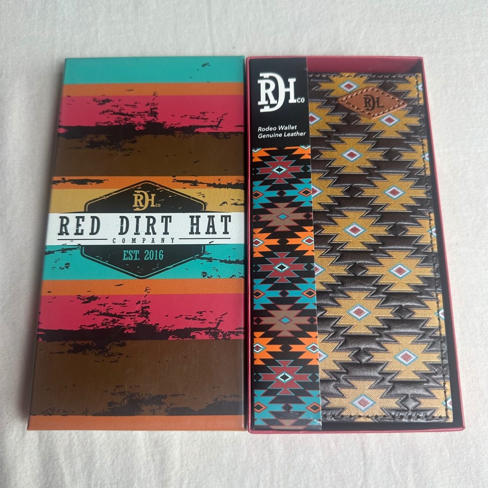Red Dirt Hat Co Men Rodeo Wallet Genuine Leather Southwestern Pattern 23111876W5